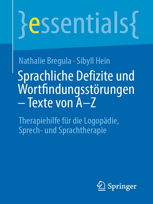 Title details for Sprachliche Defizite und Wortfindungsstörungen – Texte von A-Z by Nathalie Bregula - Available